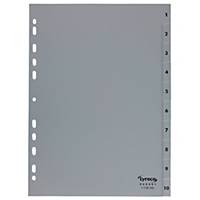 Lyreco Register Budget 1-10, A4, aus Kunststoff, 10 Blatt, grau