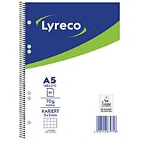 Spiral-bound Notepad Lyreco, A5, squared, 70g, 80 Sheets