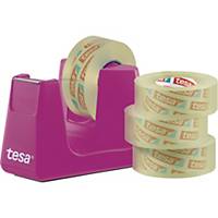 Tesa Tischabroller 53909, inkl. 4 Klebefilme, 19mm x 33m, pink