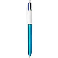 Stylo bille Bic 4 couleurs Shine Blue - pointe moyenne
