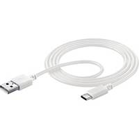 USB-kabel Cellularline, 2.0, USB-A til USB-C, 1,2 m, hvid