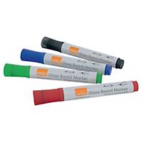 Nobo Dry Wipe Markers for glass baords, Bullet Tip Pack of 4 assorted colours