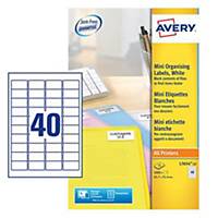Avery L7654-25 Mini Labels, 45.7 x 25.4mm 40 Labels Per Sheet, 1000 Labels Per