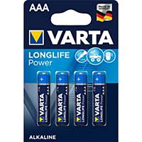 Batterie Varta 4903, Micro, LR03/AAA, 1,5 Volt, Longlife Power, 4 Stück
