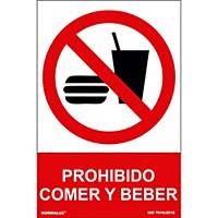 Sinal  proibido comer e beber  - PVC - 21 X 30
