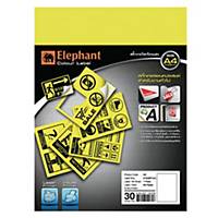ELEPHANT Sticker Label A4 Yellow - Pack of 30