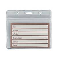 Name Badge Landscape With Zip 9.3X6.3cm Clear - Pack of 10