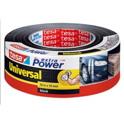 Nadruk Triviaal kaart Tesa® Extra Power zwarte tape, B 50 mm x L 50 m