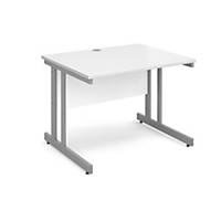 Momento Straight Desk 1000mm X 800mm - Silver Cantilever Frame, White Top