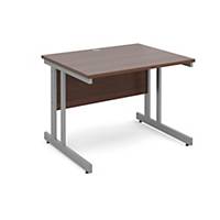 Momento Straight Desk 1000mm X 800mm - Silver Cantilever Frame, Walnut Top