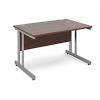 Momento Straight Desk 1200mm X 800mm - Silver Cantilever Frame, Walnut Top