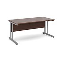 Momento Straight Desk 1600mm X 800mm - Silver Cantilever Frame, White Top