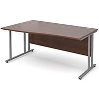 Momento Right Hand Wave Desk 1400mm - Silver Cantilever Frame, Walnut Top