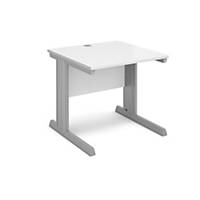 Vivo straight desk 800mm x 800mm  silver frame, white topDel Only Excl NI