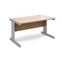 Vivo straight desk 1400mm x 800mm  silver frame, beech topDel Only Excl NI