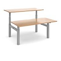 Elev8 Touch sit-stand back-to-back desks 1600mm x 1650mm beech - Delivery only