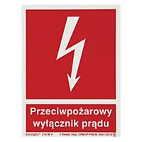 Znak  Przeciwpożarowy wyłącznik prądu , 150 x 200 (mm)