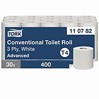 Tork 110782 Kleinrollen Toilettenpapier Weiß T4 3-lagig, 30 Rollen x 30 m