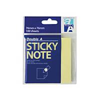 DOUBLE A STICKY NOTE 76X76MM YLLW