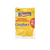 Spontex® Confort Houshold Gloves, Size M, Yellow, 2 Pairs