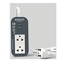 ANITECH H622-GY EXTENSION CABLE 2SOCKETS NO SWITCH WITH 2USB 2 METERS GRAY