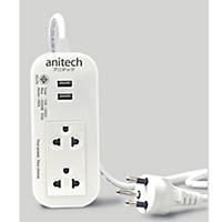 ANITECH H622-WH EXTENSION CABLE 2SOCKETS NO SWITCH WITH 2USB 2 METERS WHITE