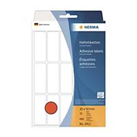 HERMA 2412 Colour Label 20 x 50mm Red - Box of 480 Labels