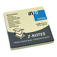 Sticky Z-notes info, 75 x 75 mm, pastelgul, pakke a 12 stk.
