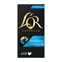 L Or Espresso coffee capsules, decaffeinato, pack of 10