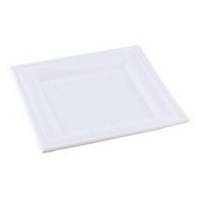 Composteerbaar bord van suikerriet, vierkant 20 x 20 cm, wit, pak van 50 borden