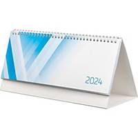 Tischkalender Simplex Querterminer, 1 Woche auf 2 Seiten, blau/weiss