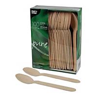 PK100 PAPSTAR PURE WOODEN SPOONS