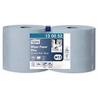 Wiping cloth roll Tork W1/W2 130052, 2-ply, blue, pack of 2 rolls