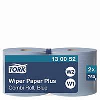 Papierputztücher Tork 130052 Advanced, 2-lagig, Länge: 255m, blau, 2 Rollen