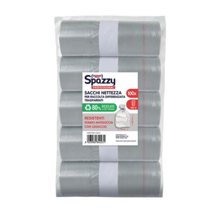 Sacchi raccolta differenziata DomoPak Spazzy 110 L trasparente - conf. 5x20