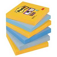 Post-it® Super Sticky Notes, couleurs New York, 76 x 76 mm, les 6