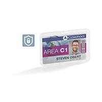 Durable Permanent Security ID Card Holders for Lanyards - Clear, Pack of 10