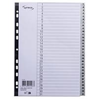 Lyreco Polypropylene Grey A4 1-31 Numbered Tabbed Index Subject Dividers