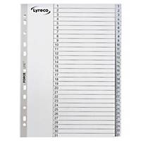 LYRECO POLYPROPYLENE GREY A4 1-31 NUMBERED TABBED INDEX SUBJECT DIVIDERS