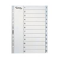 Lyreco A4 Printed Dividers Index 1-12