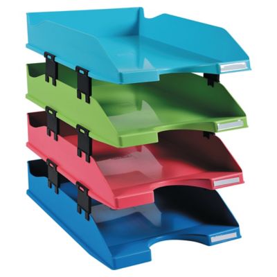 Exacompta 1928 Set of 4 COMBO MIDI A4+ Letter Trays, Assorted Colours