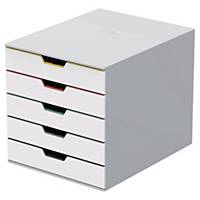 Module de classement Durable Varicolor - 5 tiroirs - blanc/multi-couleurs