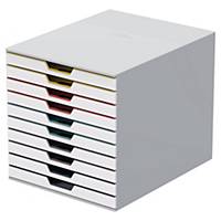 Durable Schubladenbox 763027 Varicolor, 10 Schubladen, A4, weiß/bunt