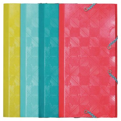 Exacompta 1928 DL 3 Flap Folders, Assorted Colours - Pack 4