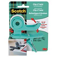 Scotch® tapedispenser m. clip teal + Scotch® Magic™ tape, 1 rulle, 19mm x 8,89mm