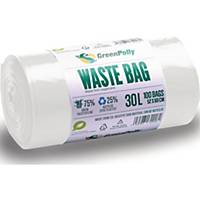 Affaldspose GreenPolly, genanvendelige, 30 L, 11 my, hvid, 100 poser