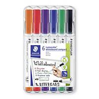 Staedtler® Lumocolor 341 whiteboard marker, ronde punt, etui met 6 kleuren