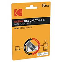 Clé USB Kodak K230 - USB 2.0/Type-C - 16 Go - noire