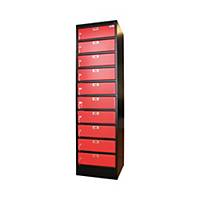 Nauta Filex locker voor het opbergen van 10 laptops, zwart en rood