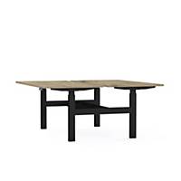Bureau assis-debout EOL Axel, l 166,5 x L 180 cm, table partagée, noir/bois